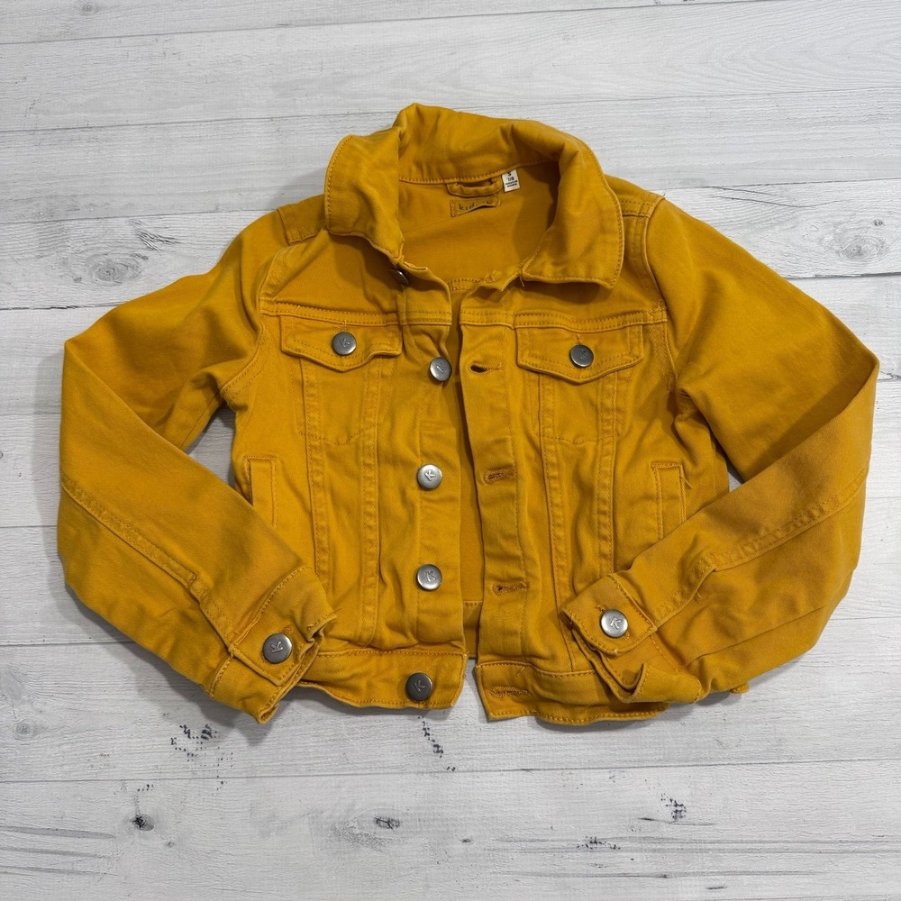 Kidpik girls yellow button up denim jacket size 7/8